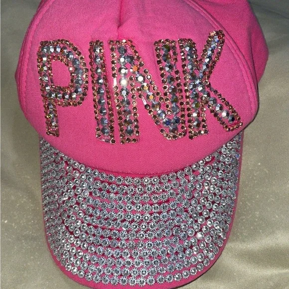 Vintage Victoria’s Secret PINK embellished studs bling Baseball Cap fashion Hat - Picture 2 of 9